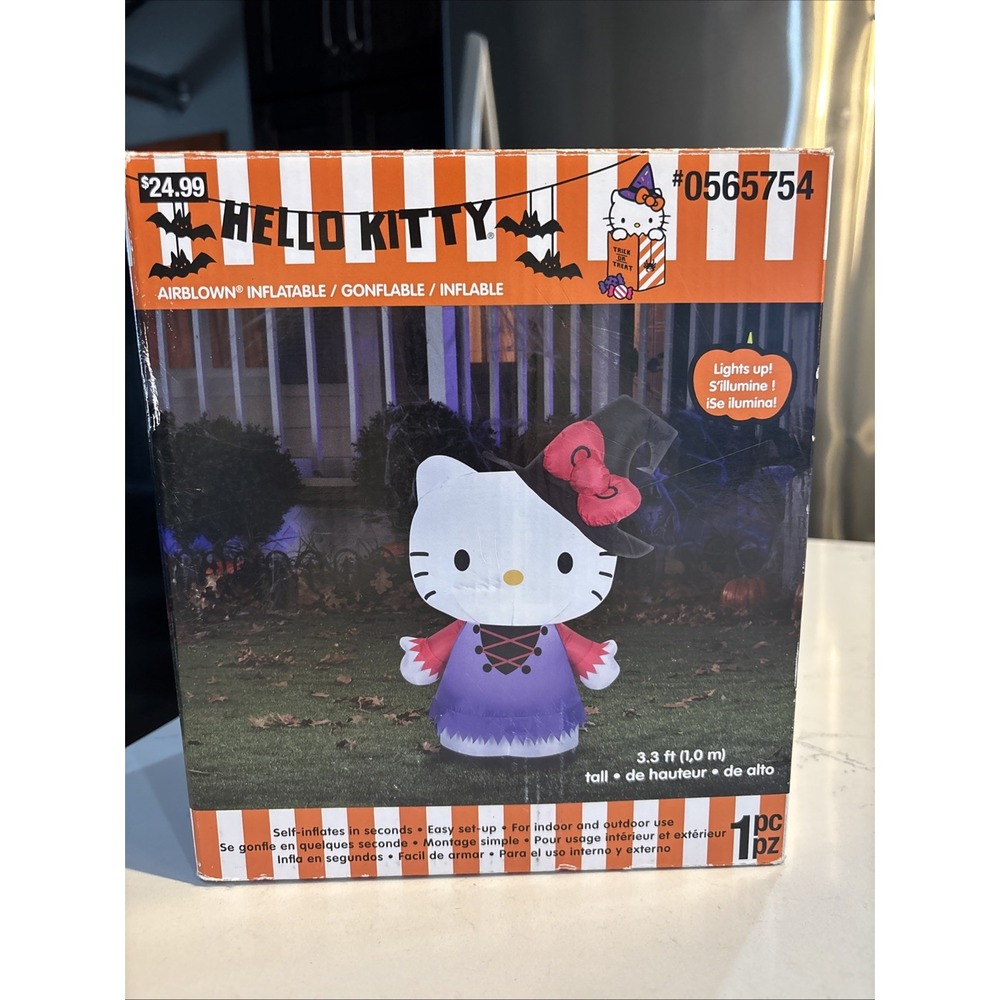 2014 Gemmy Hello Kitty RARE Witch Halloween Airblown Inflatable 3.5' Yard